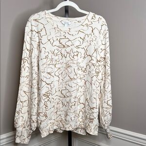 Nine West Cream and Gold Crew Neck Sweatshirt size extra large